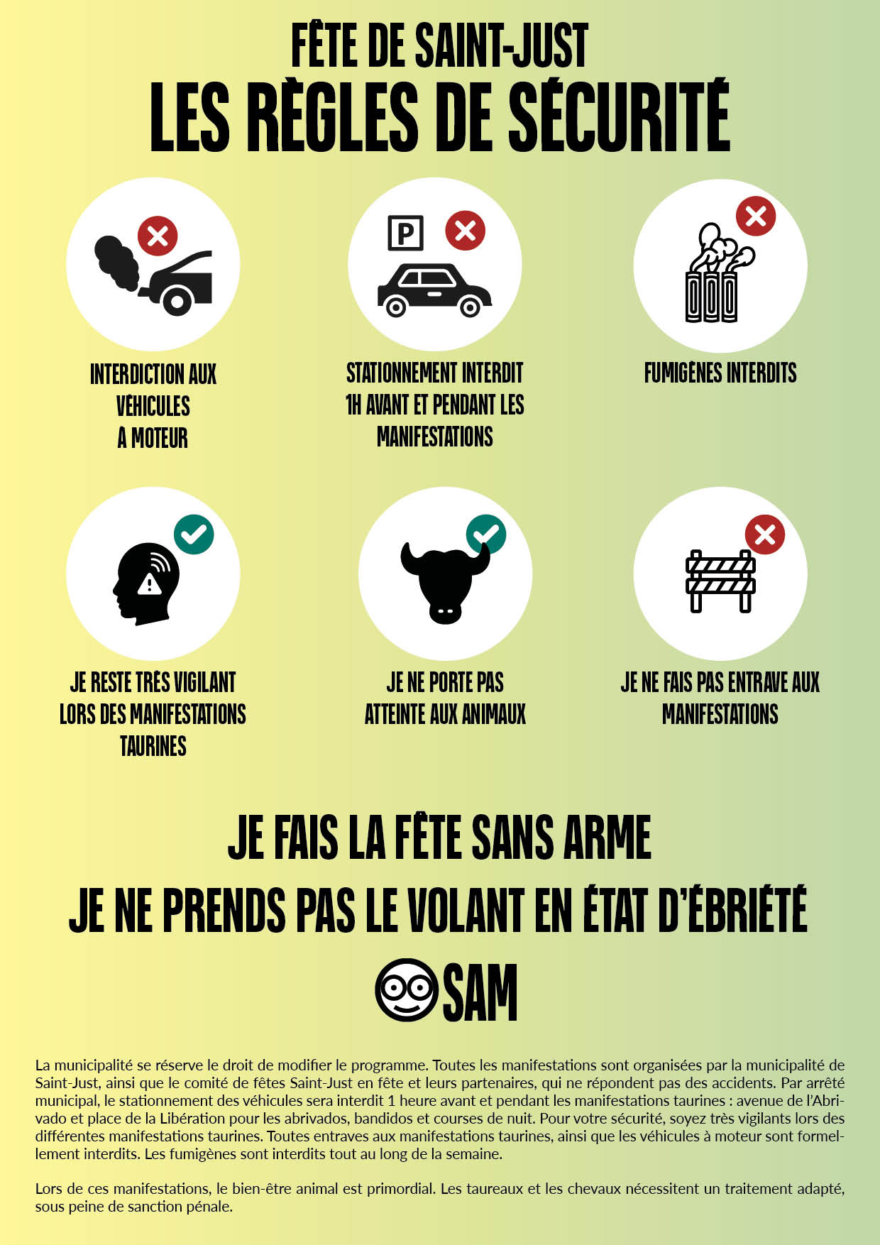 Affiche des règles de sécurité de la fête de saint-just